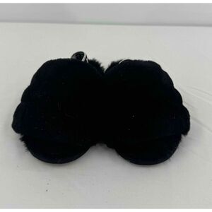 UGG Black Open‎ Toe Faux Fur Slippers Kids Size US 8